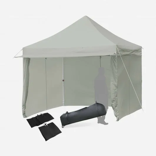 10x10ft Pop up Gazebo with 4 Height and Adjust Folding  Awning -Gray