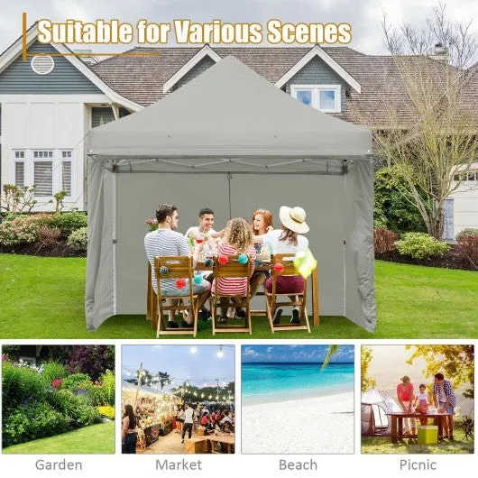 10x10ft Pop up Gazebo with 4 Height and Adjust Folding  Awning -Gray