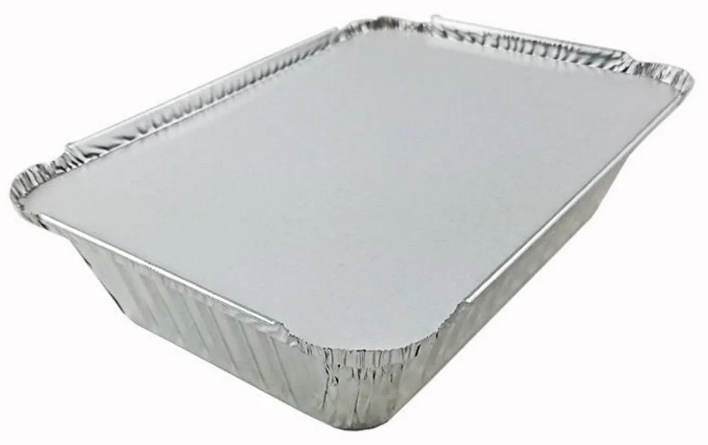 2 1/4 lb. Oblong Take-Out Foil Pan w/Board Lid Combo Pack 250/CS