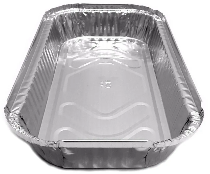 3 lb. Oblong Entrée Take-Out Foil Pan w/Board Lid Combo Pack 250/CS