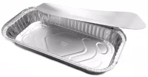 3 lb. Oblong Entrée Take-Out Foil Pan w/Board Lid Combo Pack 250/CS