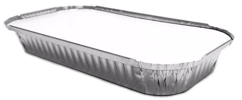 3 lb. Oblong Entrée Take-Out Foil Pan w/Board Lid Combo Pack 250/CS