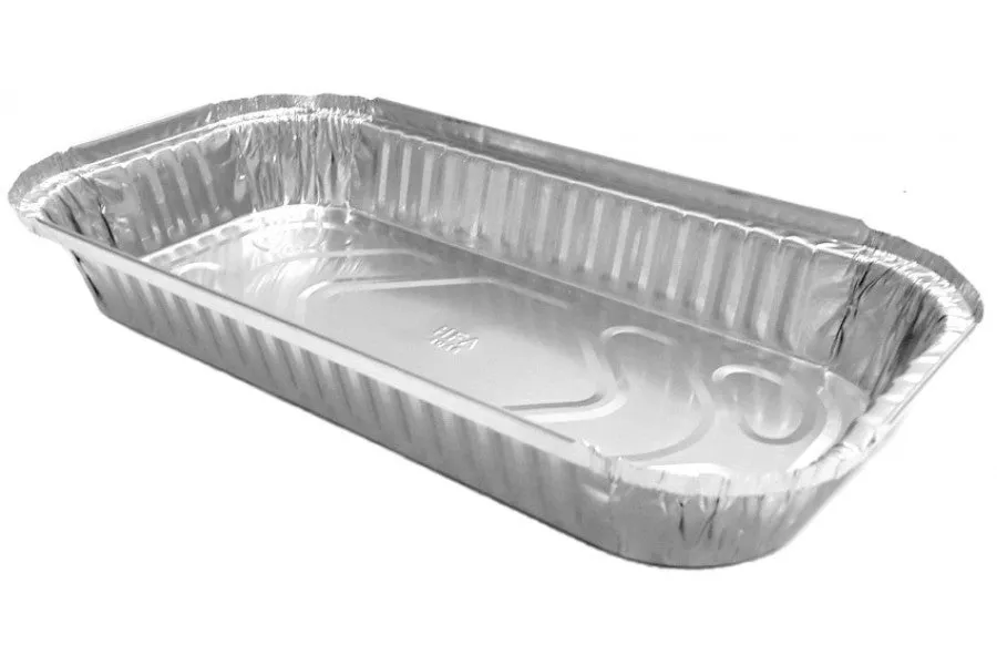 3 lb. Oblong Entrée Take-Out Foil Pan w/Board Lid Combo Pack 250/CS