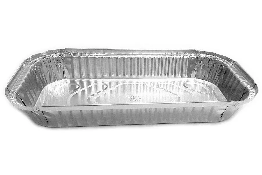 3 lb. Oblong Entrée Take-Out Foil Pan w/Board Lid Combo Pack 50/PK