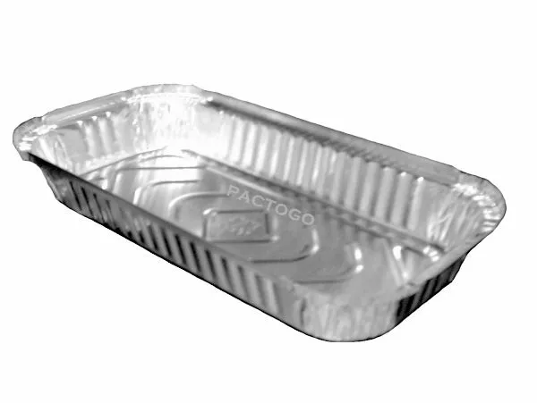 3 lb. Oblong Entrée Take-Out Foil Pan w/Board Lid Combo Pack 50/PK