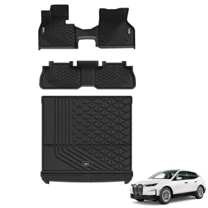 3W BMW iX 2022-2025 Custom Floor Mats / Trunk Mats TPE Material & All-Weather Protection