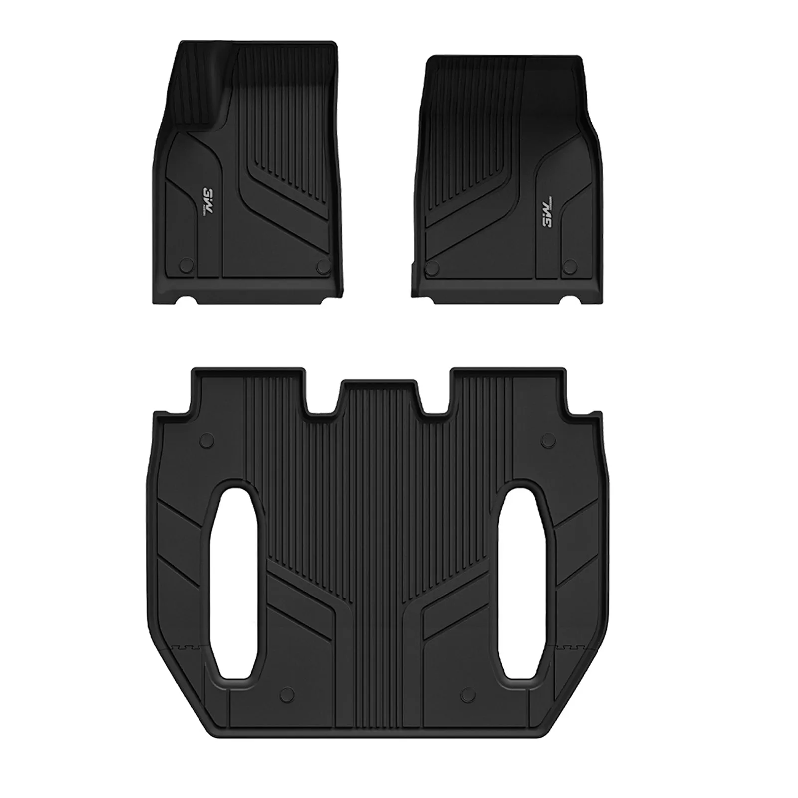 3W Tesla Model X 6 Seat 2022-2023 Custom Floor Mats Trunk Mats TPE Material & All-Weather Protection