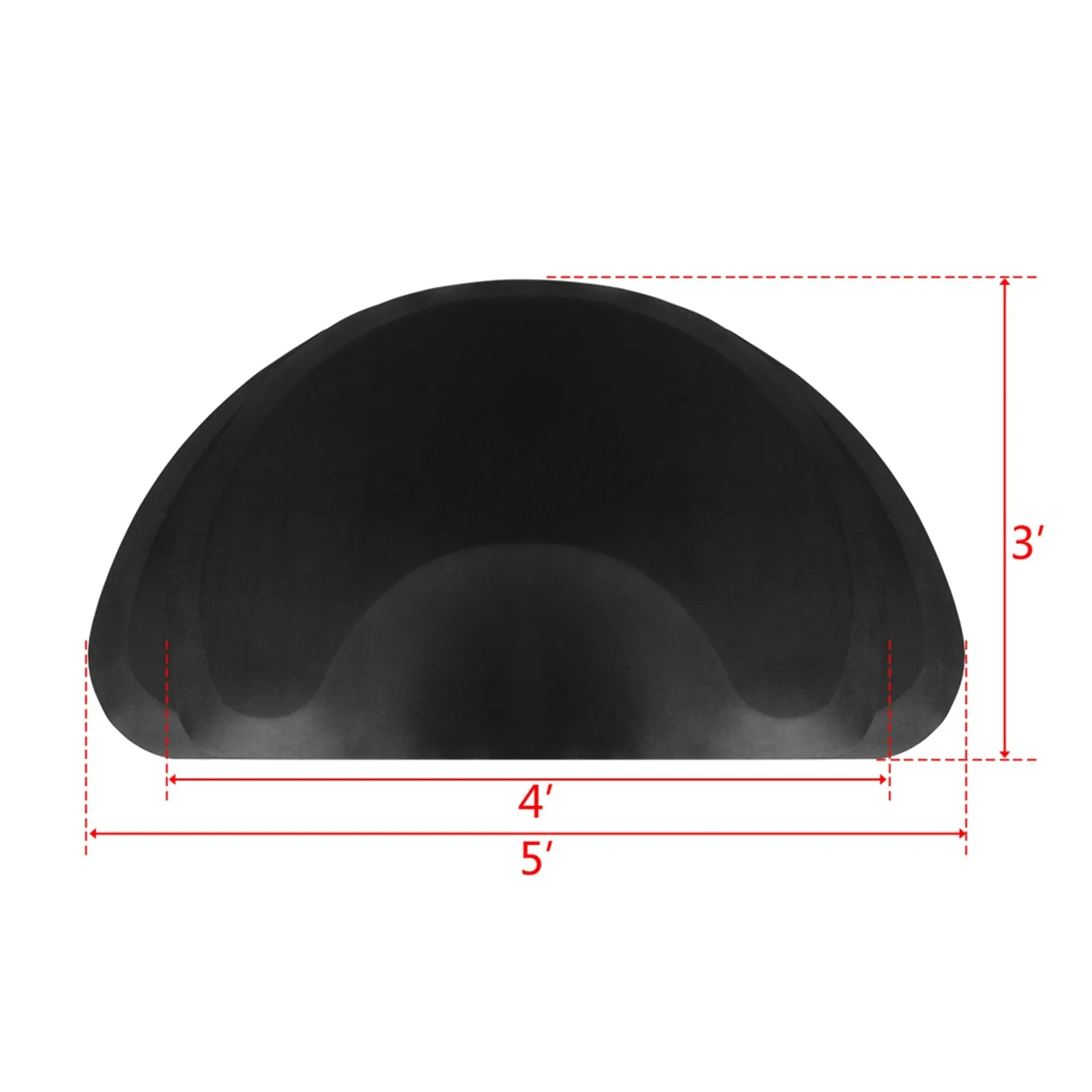 3′x 5′x 1/2" Beauty Salon Semicircle Anti-fatigue Salon Mat Black