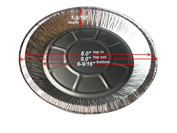 9" Foil Pie Pan 1 5/16" Deep w/Clear Dome Lid 50/PK