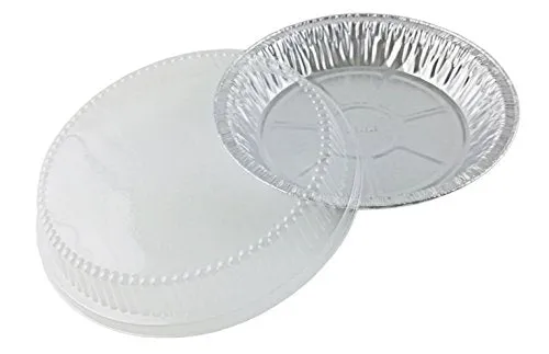 9" Foil Pie Pan 1 5/16" Deep w/Clear Dome Lid 50/PK