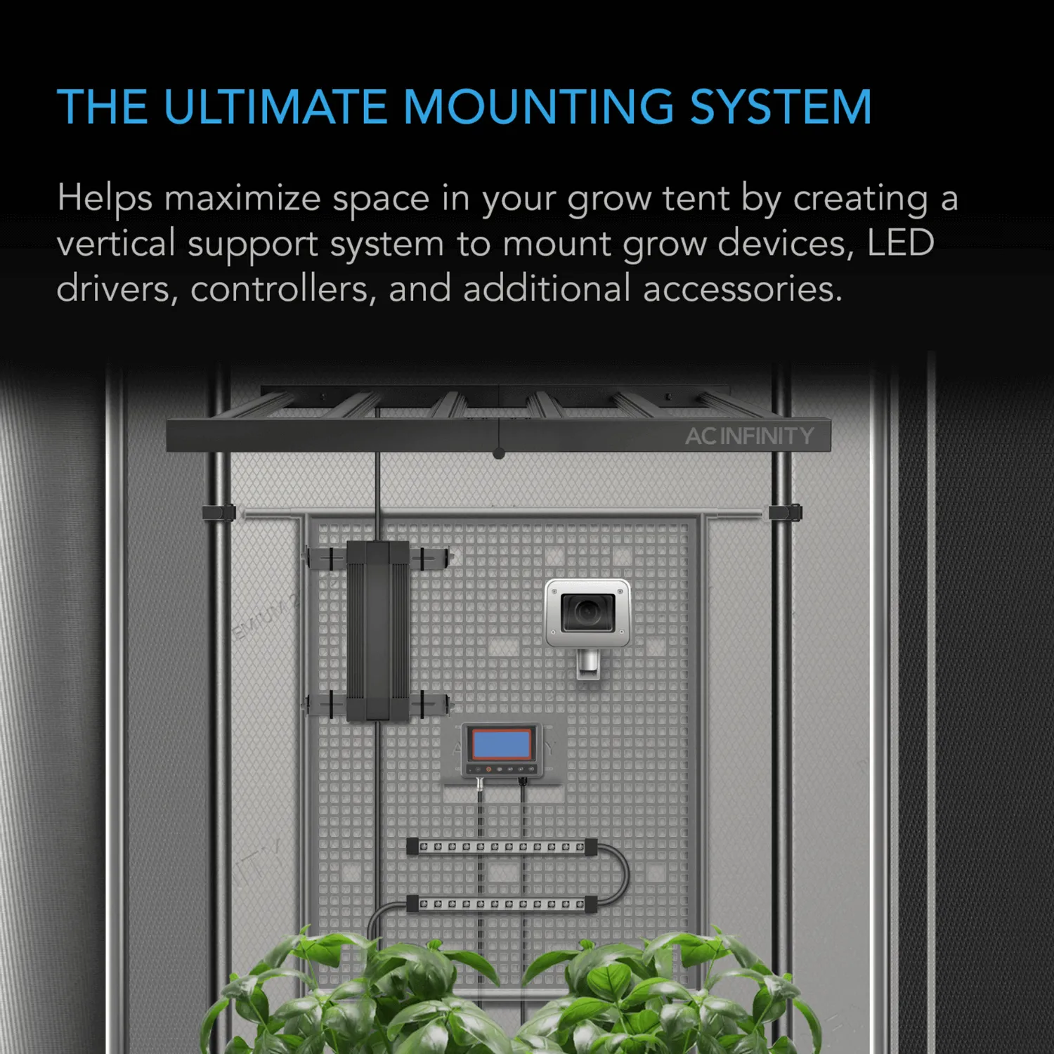 AC Infinity Grow Tent Gear Board, Equipment and Cable Wall Organizer