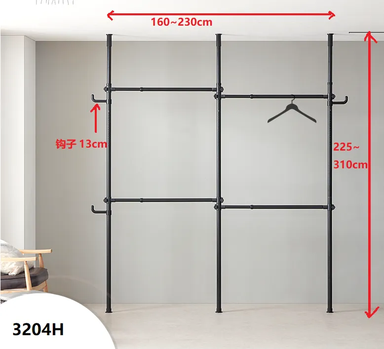 Adjustable Clothing Rack, Double Rod Clothing Rack, 3 Tier Clothes Rack, Adjustable Hanger for Hanging Clothes, Closet Rack, Freestanding,black