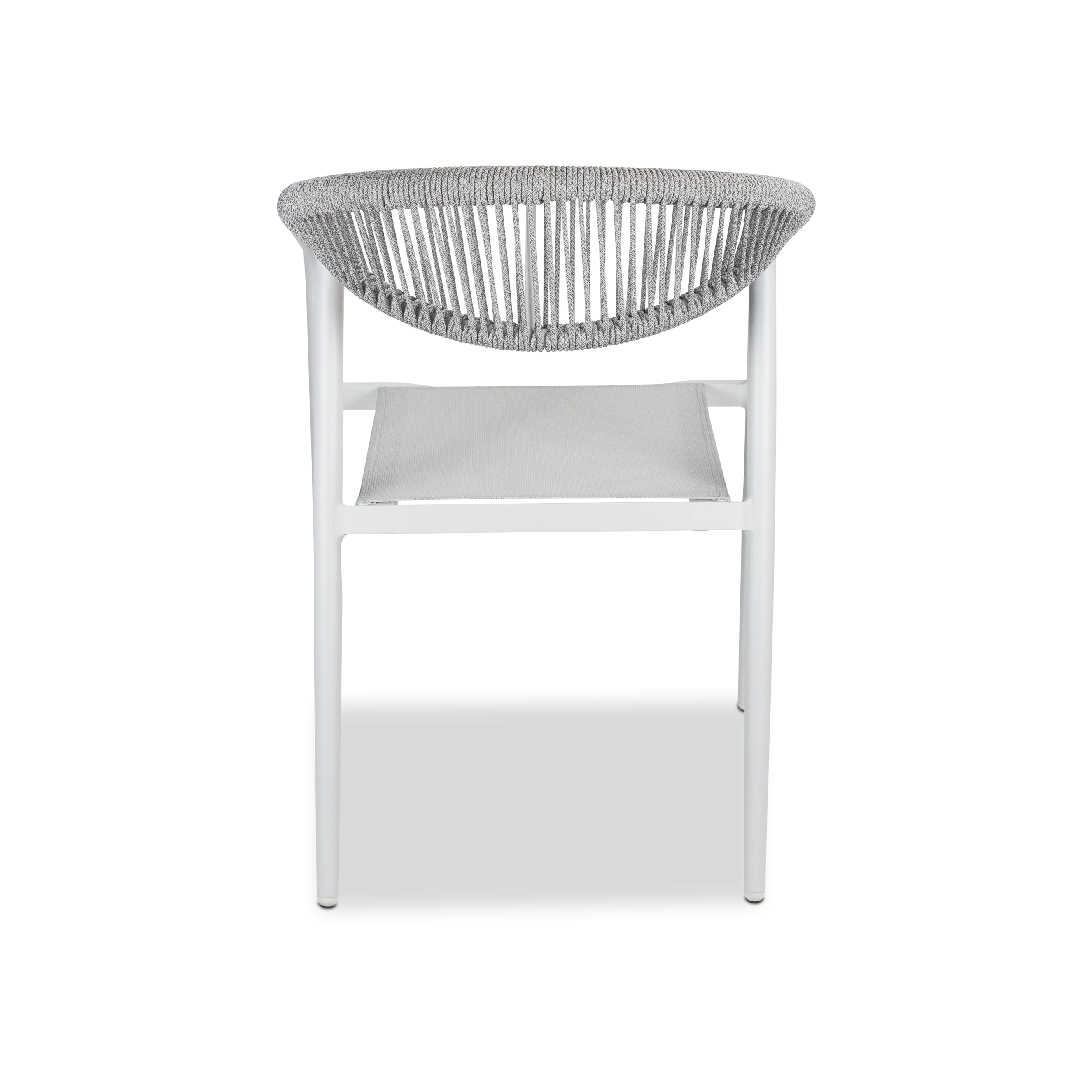 Amalfi Dining Chair in Arctic White, Olefin Rope with Polywood Teak Accent and Stone Grey Textilene