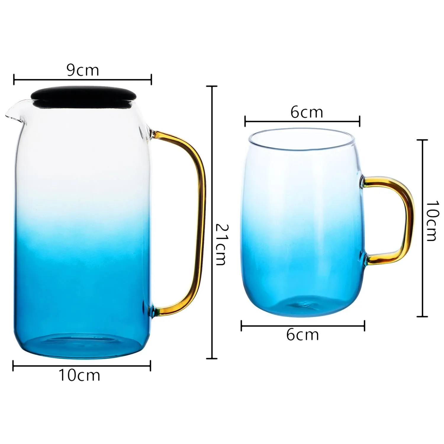 Borosilicate Glass Jug with 2 Cups