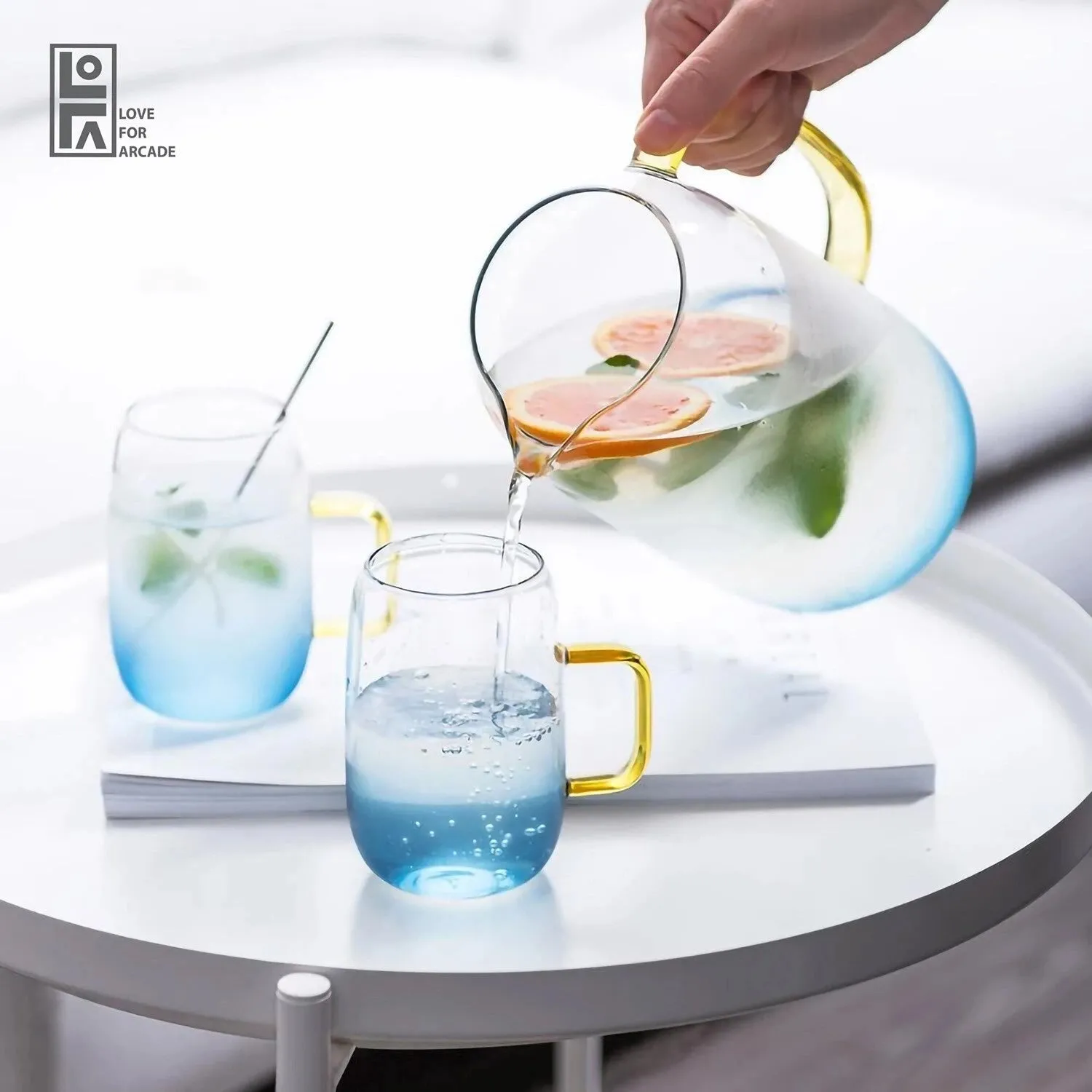 Borosilicate Glass Jug with 2 Cups