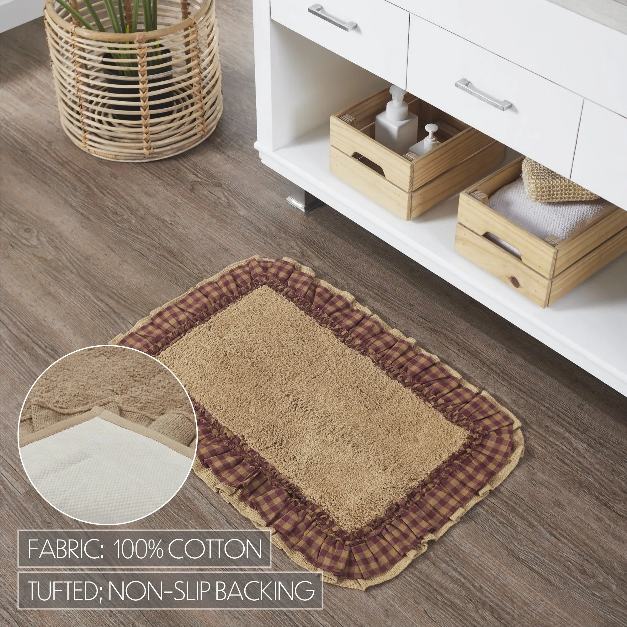 Burlap Natural w/ Check Bathmat