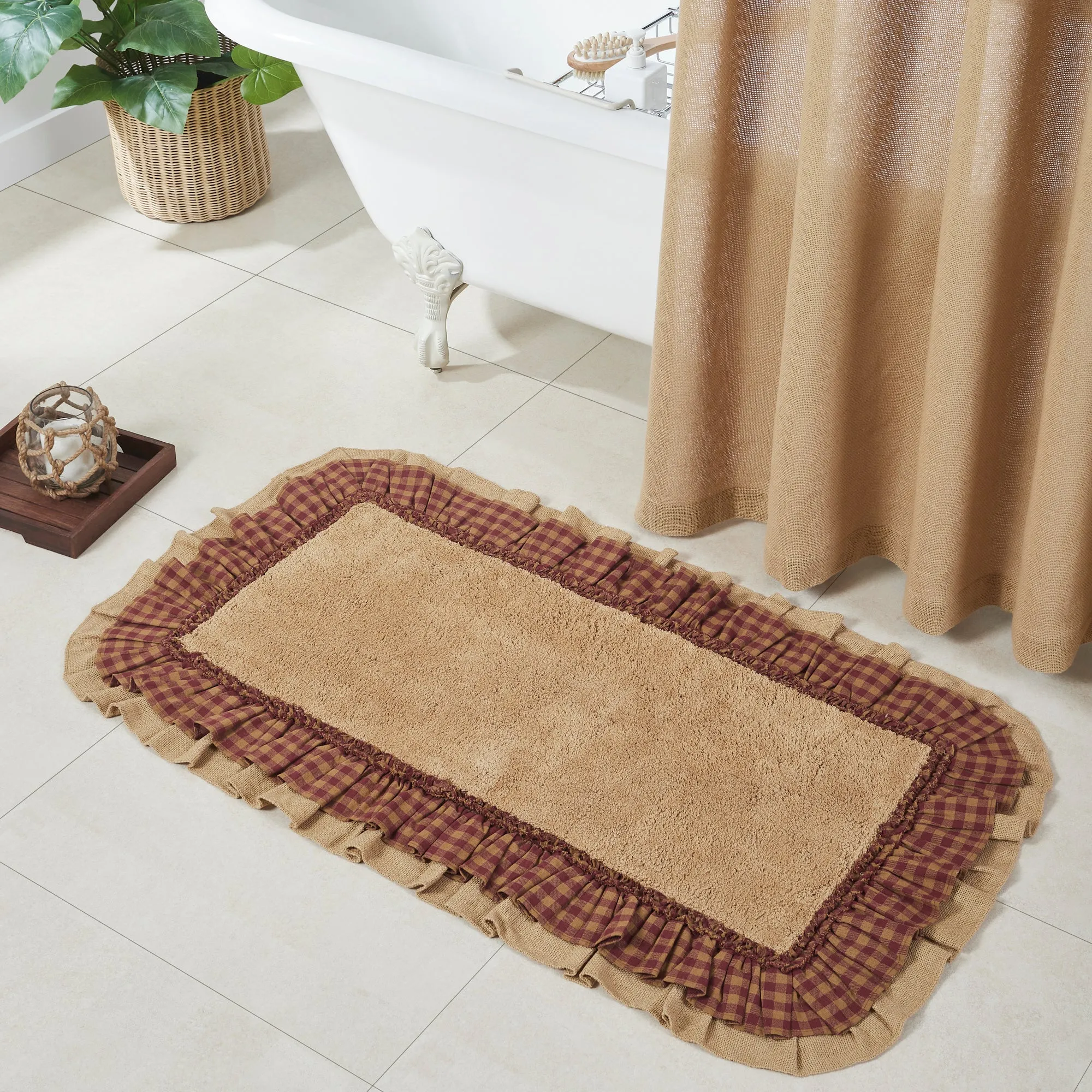 Burlap Natural w/ Check Bathmat