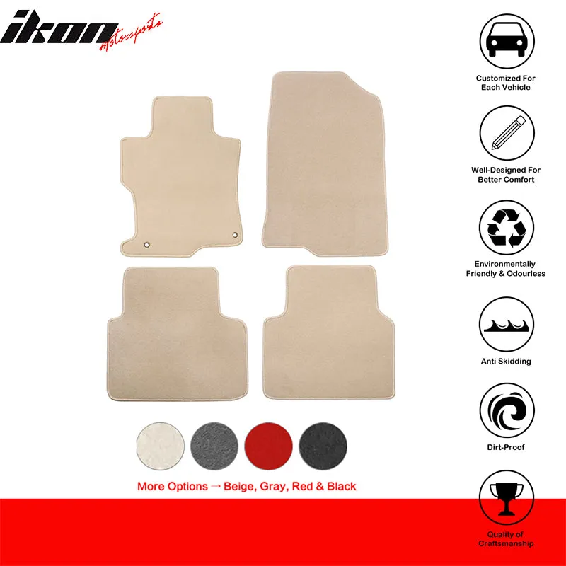 Car Floor Mat for 2008-2012 Honda Accord Beige Carpet 4PC Nylon