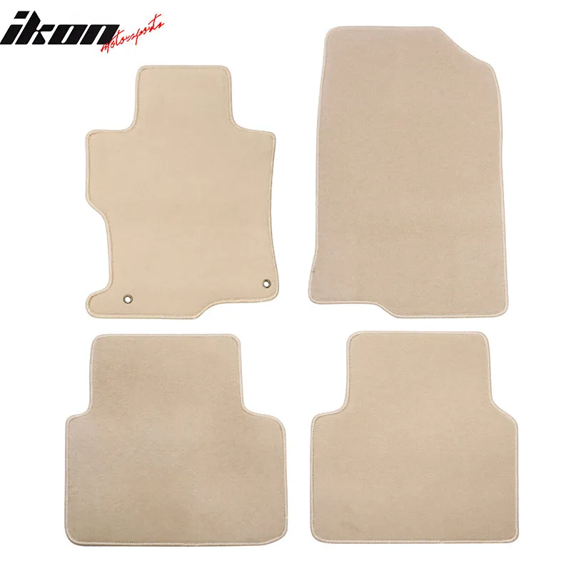 Car Floor Mat for 2008-2012 Honda Accord Beige Carpet 4PC Nylon