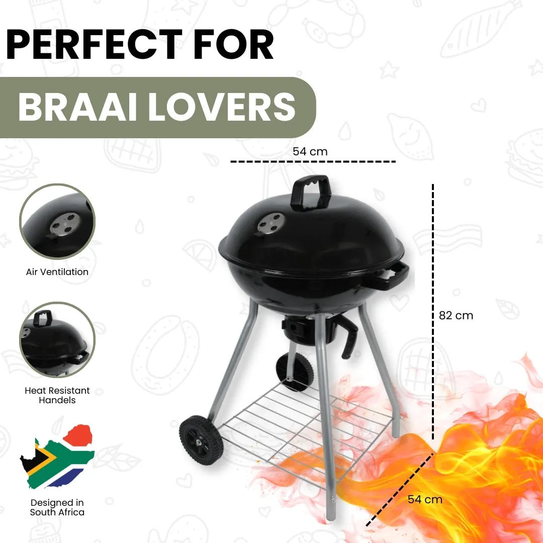 Charcoal Braai Grill with Ash Catcher and Adjustable Airvents - 45cm