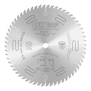 CMT Orange Chrome Heavy-Duty Cross Cutting Blade 10" x T60 ATB (1/8" Full Kerf)