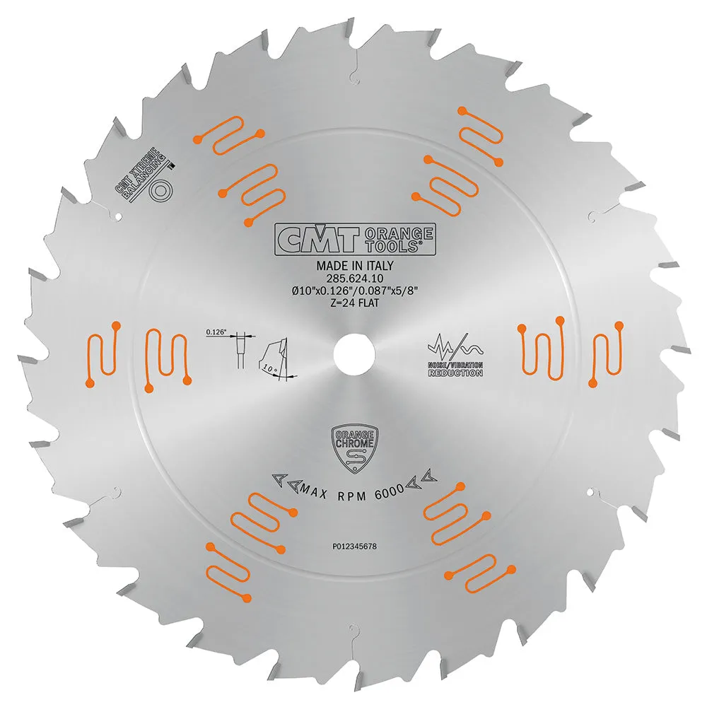 CMT Orange Chrome Ripping Blade 10" x T24 FLAT (1/8" Full Kerf)