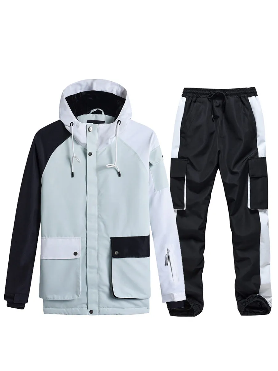 Colorblock Women Ski Anorak Jacket & Overall Pants