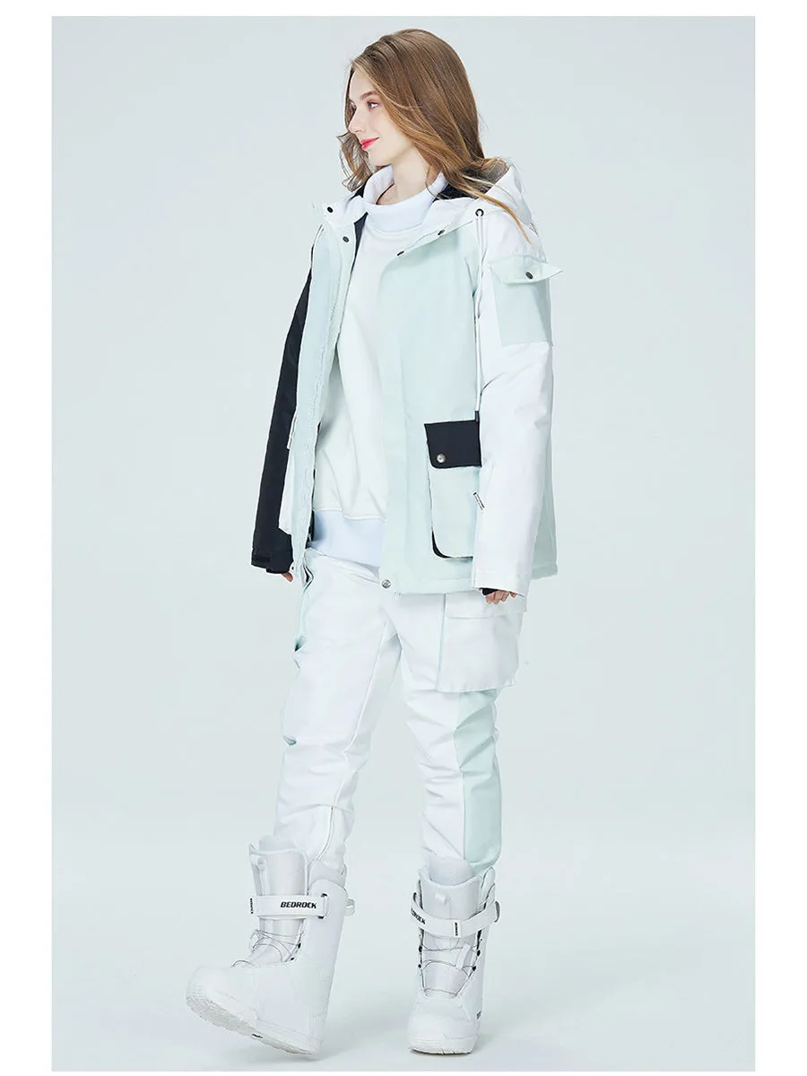 Colorblock Women Ski Anorak Jacket & Overall Pants