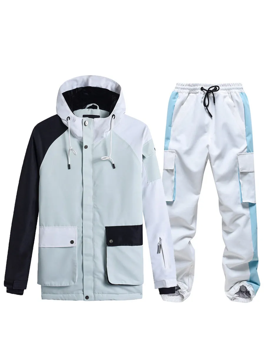 Colorblock Women Ski Anorak Jacket & Overall Pants