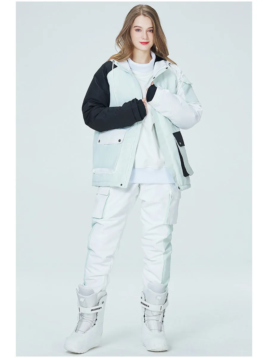 Colorblock Women Ski Anorak Jacket & Overall Pants