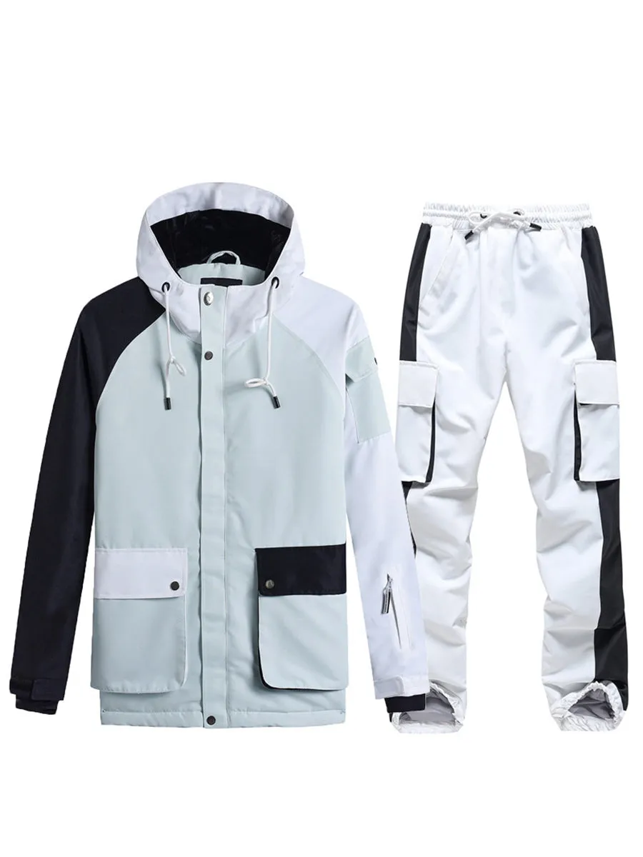 Colorblock Women Ski Anorak Jacket & Overall Pants