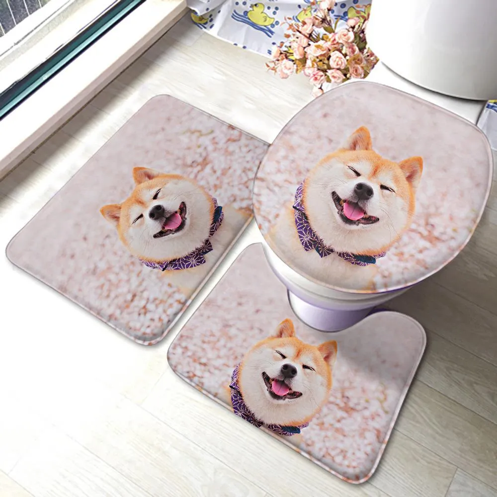 Custom Photo Bathroom Rug Set 3 Piece Personalized Non Slip Bath Mat