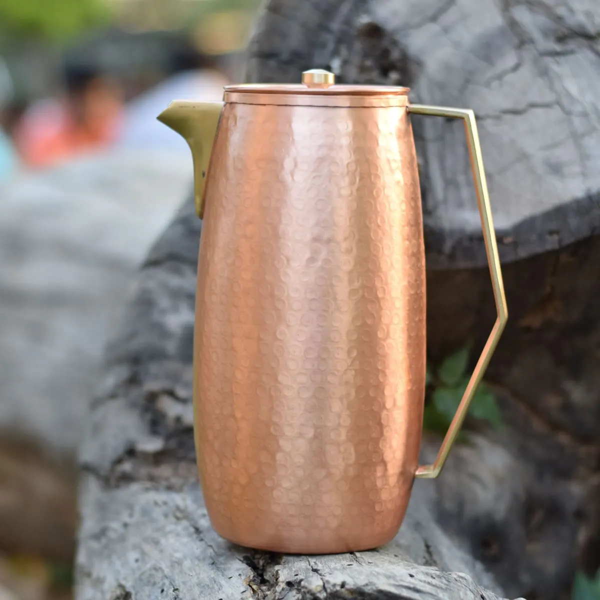 De Kulture Handcrafted Pure Copper Jug Pitcher With Lid, 7.5x3.5x9 LWH  (Brown)