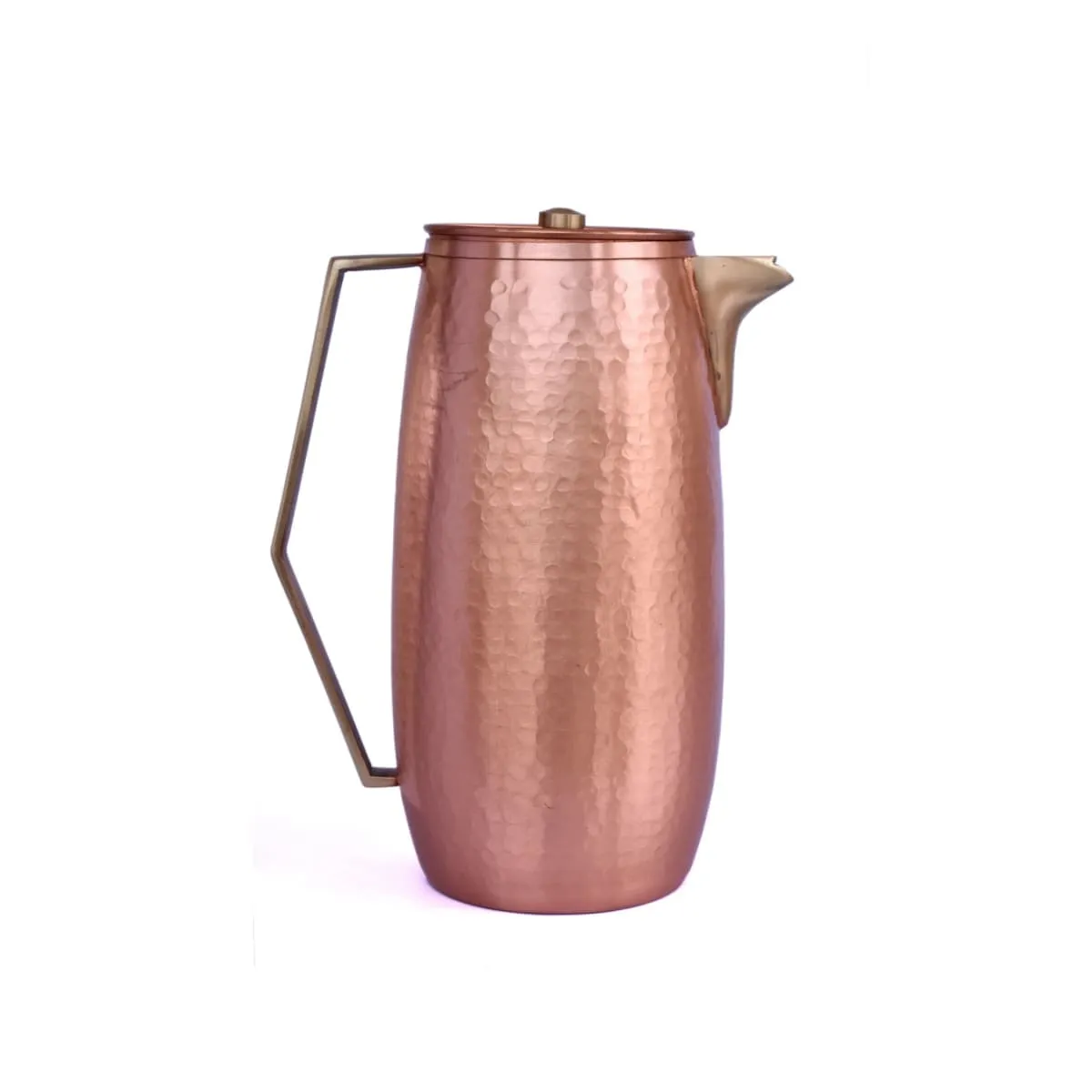 De Kulture Handcrafted Pure Copper Jug Pitcher With Lid, 7.5x3.5x9 LWH  (Brown)