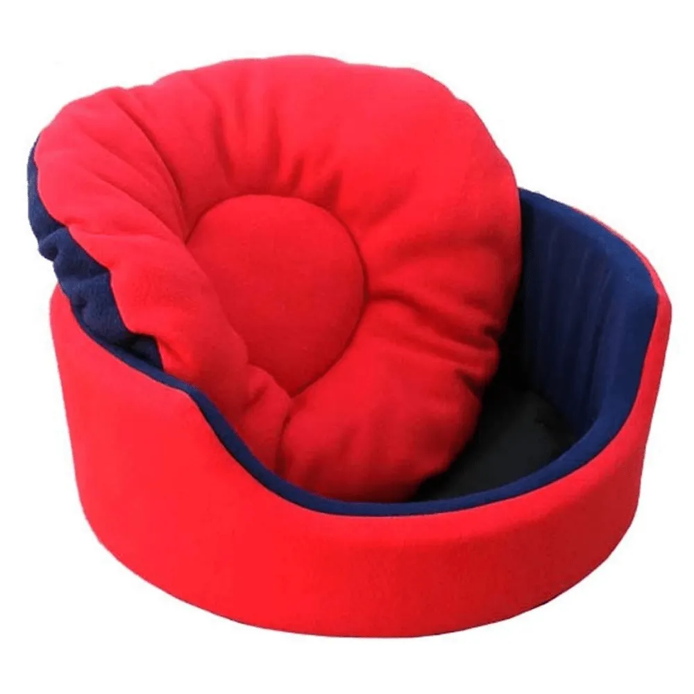 Fluffy's Pawsome Luxurious Both Side Soft Polyester Bed for Dogs and Cats (Red/Blue)