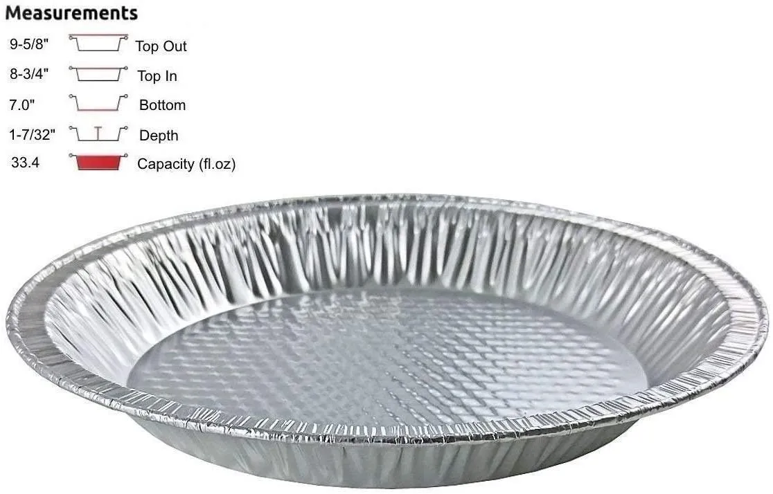 Handi-Foil 10" (Actual Top-Out 9-5/8 Inches - Top-In 8-3/4 Inches) Aluminum Foil Pie Pan 200/CS