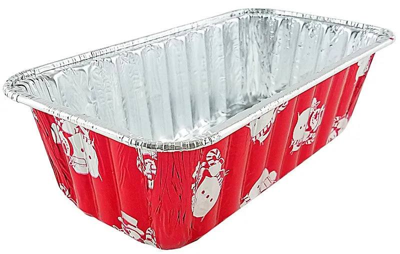 Handi-Foil 2 lb. Red Holiday Snowman Loaf Bread Pan w/Low Dome Lid 200/CS