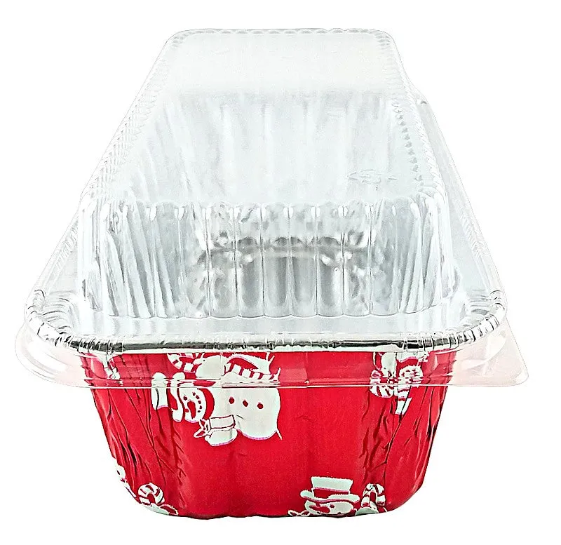 Handi-Foil 2 lb. Red Holiday Snowman Loaf Bread Pan w/Low Dome Lid 200/CS