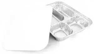 Handi-Foil 4 Compartment Oblong Take-Out Pan w/Board Lid Combo Pack 250/CS