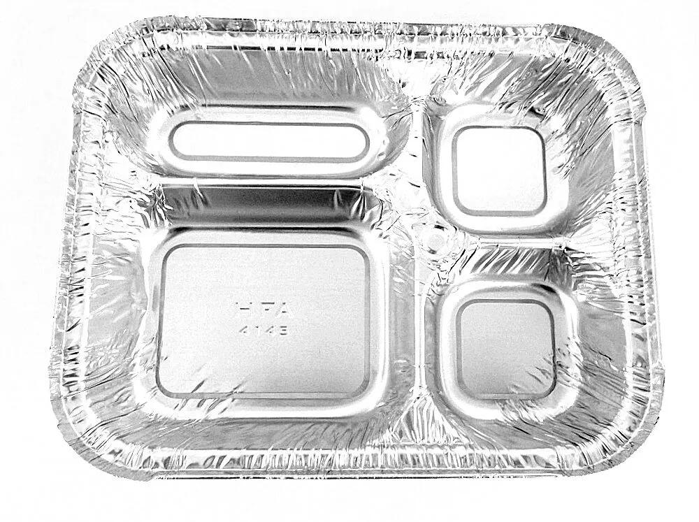 Handi-Foil 4 Compartment Oblong Take-Out Pan w/Board Lid Combo Pack 250/CS