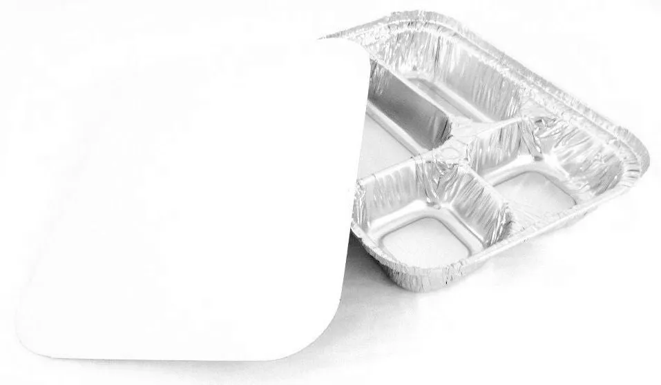 Handi-Foil 4 Compartment Oblong Take-Out Pan w/Board Lid Combo Pack 250/CS