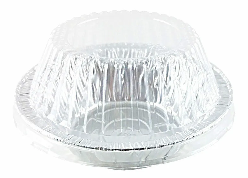 Handi-Foil 5 3/4" Aluminum Foil Pot Pie Pan (12 oz.) w/Clear Dome Lid 125/PK