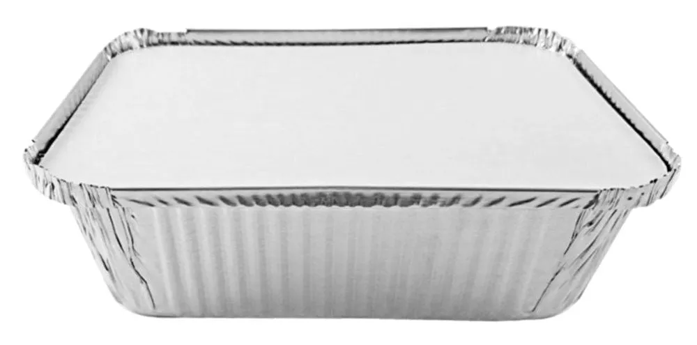 Handi-Foil 5 lb. Oblong Entrée Take-Out Foil Pan w/Board Lid 250/CS