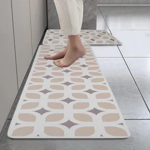 HomeCloud Anti Fatigue Kitchen Rug Sets 2 Piece Non Slip Kitchen Mats for Floor Cushioned Kitchen Rugs and Mats Waterproof Comfort Standing Mat Runner for Kitchen (Khaki_Diamonds)