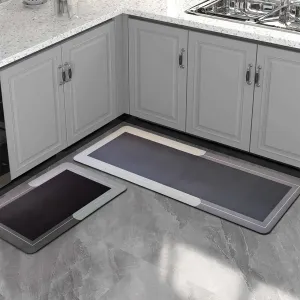 Kitchen Floor Mat 3.5mm (120x40cm & 40x60cm, Grey-2 Pieces)