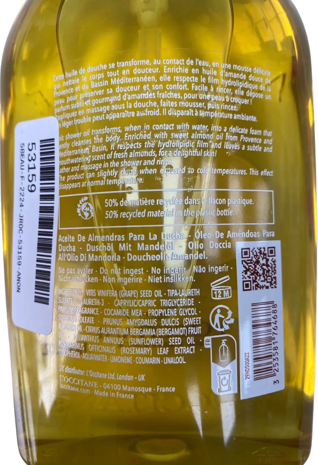 L'Occitane Shower Oil with Almond Oil 500ml