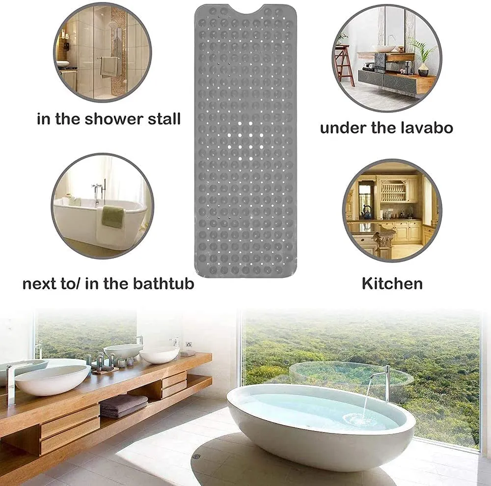 MEXFY Bathroom Mat Non Slip Bath Mat for Tub Machine Washable, Rubber Anti Slip/Skid Bathtub Shower Mat with Suction Cups, Drain Holes, Foot Massage Scrubber for Kids & Adults. (Multi Color)