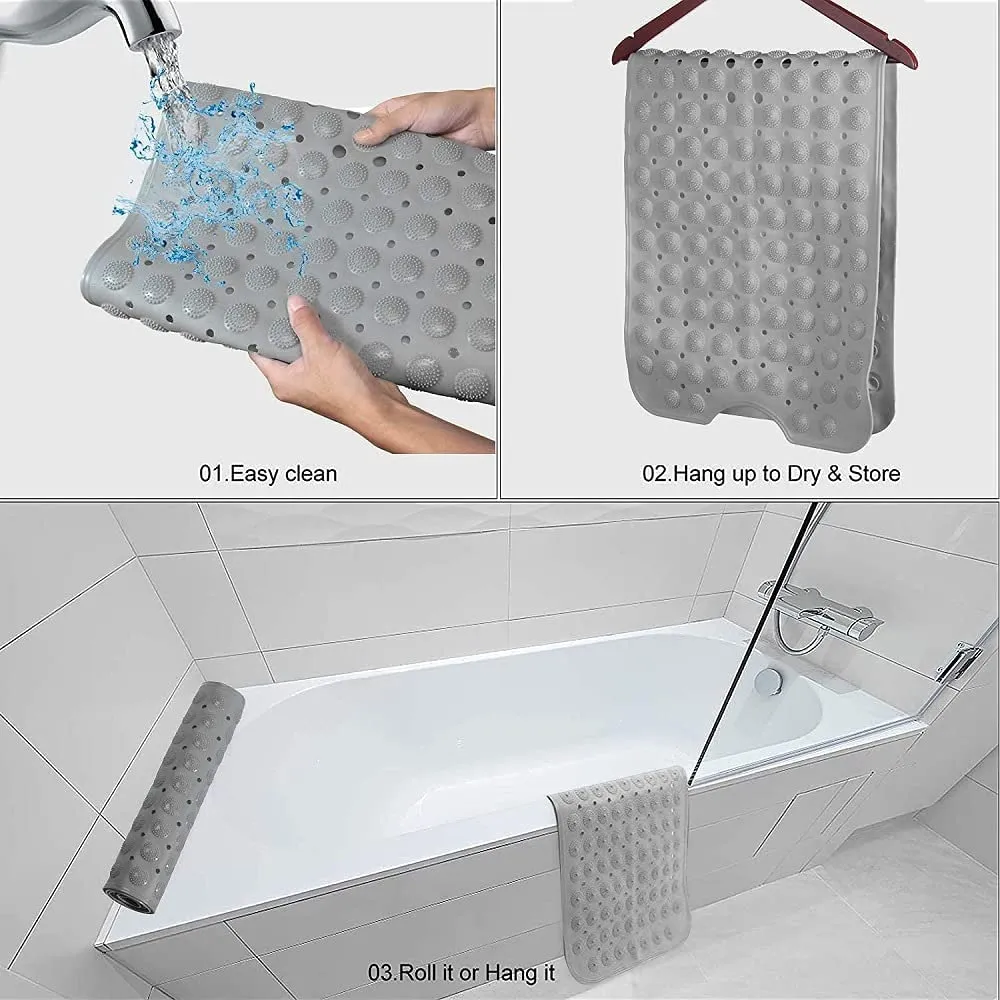 MEXFY Bathroom Mat Non Slip Bath Mat for Tub Machine Washable, Rubber Anti Slip/Skid Bathtub Shower Mat with Suction Cups, Drain Holes, Foot Massage Scrubber for Kids & Adults. (Multi Color)