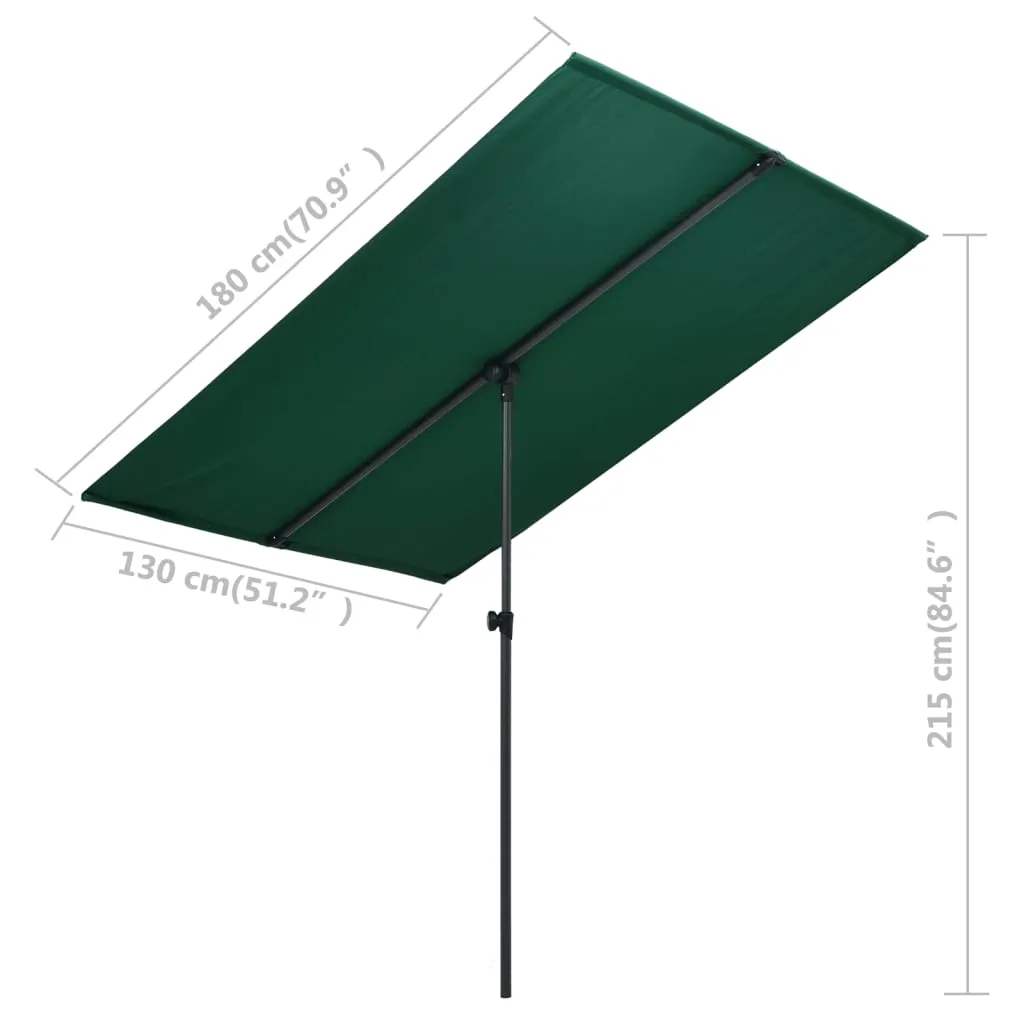 Outdoor Parasol with Aluminium Pole 180x130 cm Green