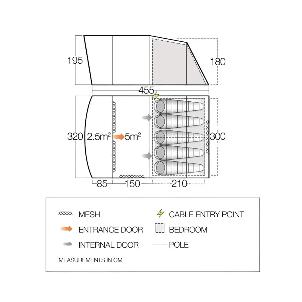 Vango Harris 500 Tent  - 5 Person Family Poled Tent